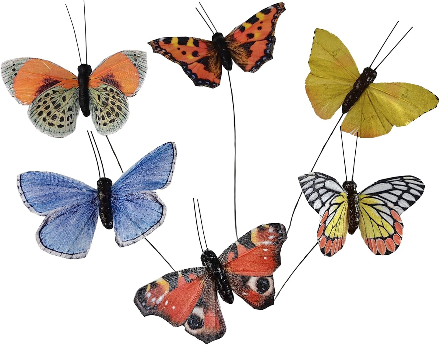 Berfutall-Artificial Feather 3D Butterfly Party Decorations Set of 12 with Wire 12 Color Ornaments for Christmas Tree(B)…