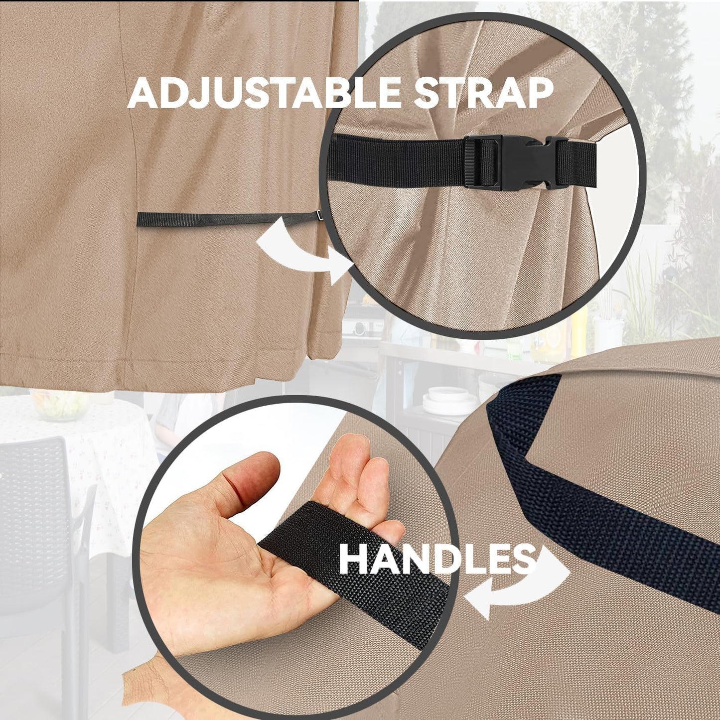 Pizza Oven Table Cover- Heavy Duty Waterproof Cover for Pizza Oven Cart Table,Compatible with 51 inch Outdoor Utility Cart and Storage Cabinet Khaki