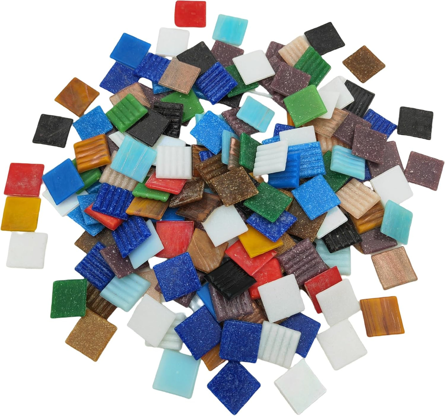 3/4 inch Quartz Glass Mosaic Tiles for Crafts, 1.1 LB, Square Mosaic Pieces for DIY Picture, Home Mosaic Decoration (Mixed Color)