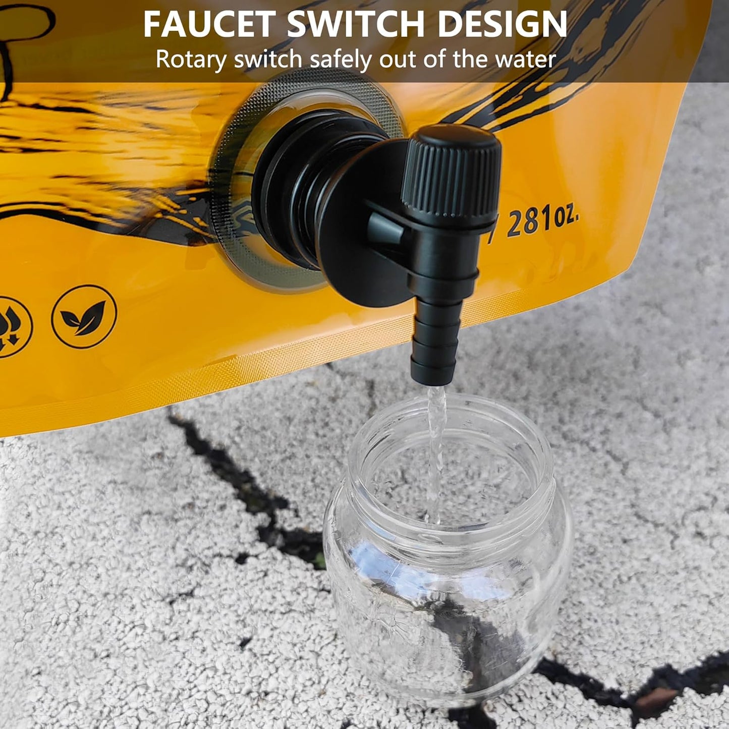 Collapsible 8L Water Storage Bag, BPA-Free Portable Folding Water Jug with Adjustable Faucet, Leakproof Emergency Water Bag for Camping, Hiking, Riding, Outdoor Sport (Blue & Orange 2)