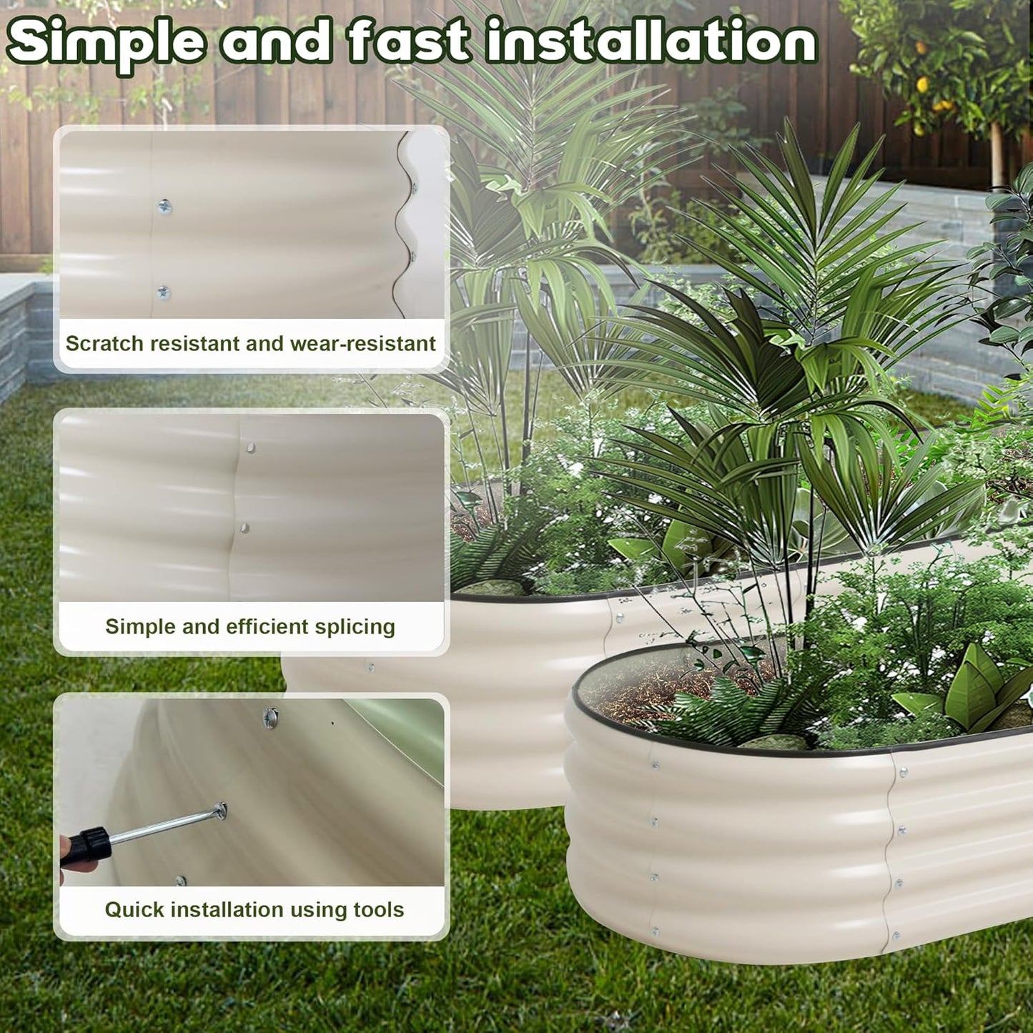 Galvanized Raised Garden Bed Kit Outdoor Metal Garden Planter Box for Backyard Gardening, Planting Vegetables, and Patio (70.8"x23.6"x11.8")