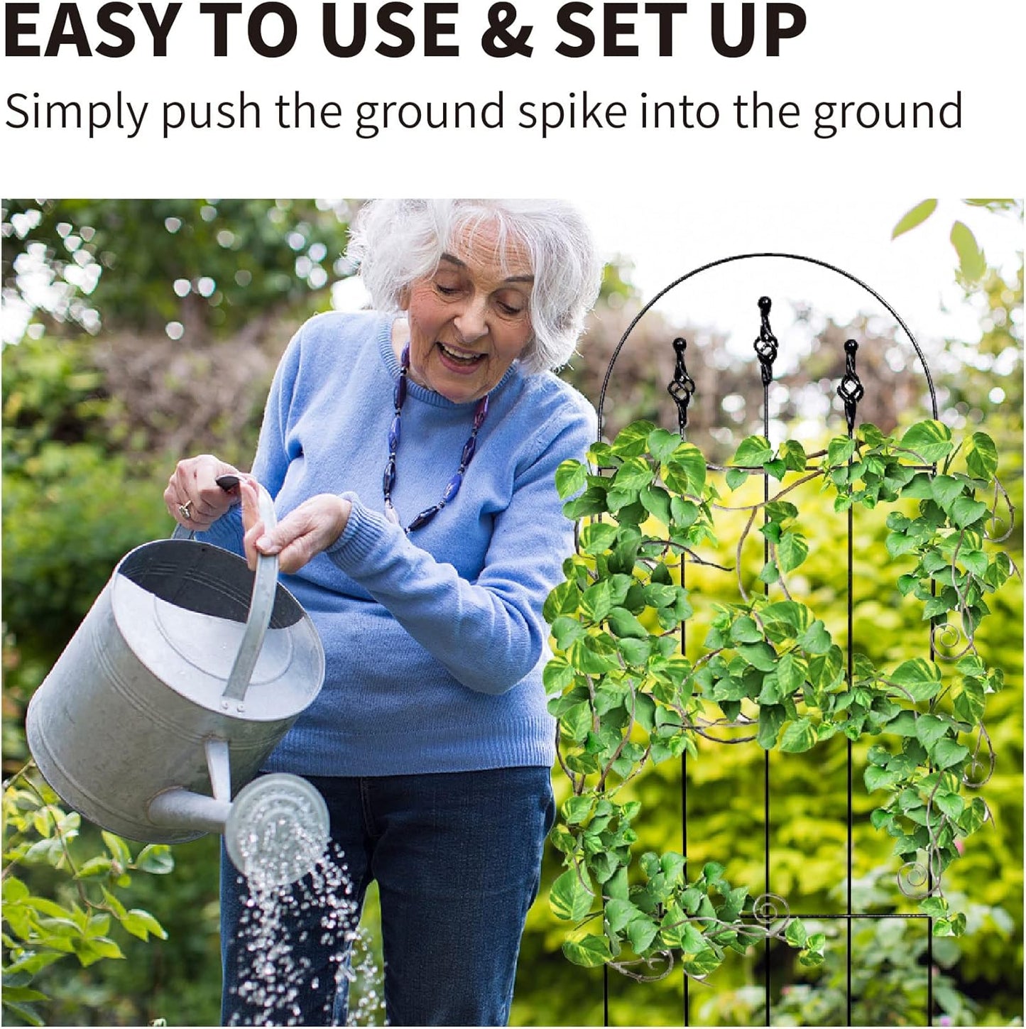 48" H x16 W Trellis,Black Garden Metal Vine Sturdy Trellises for Outdoor Climbing Plants Support Structures B (121cm) 2Pack