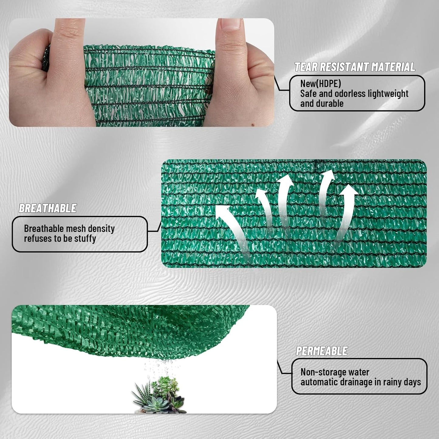 Cool Area 90% Sun Shade Cloth Mesh Tarp with Grommets for Plant Cover 6x8ft Patio Canopy Garden Pergola Blackhouse Car Barn Kennel Green