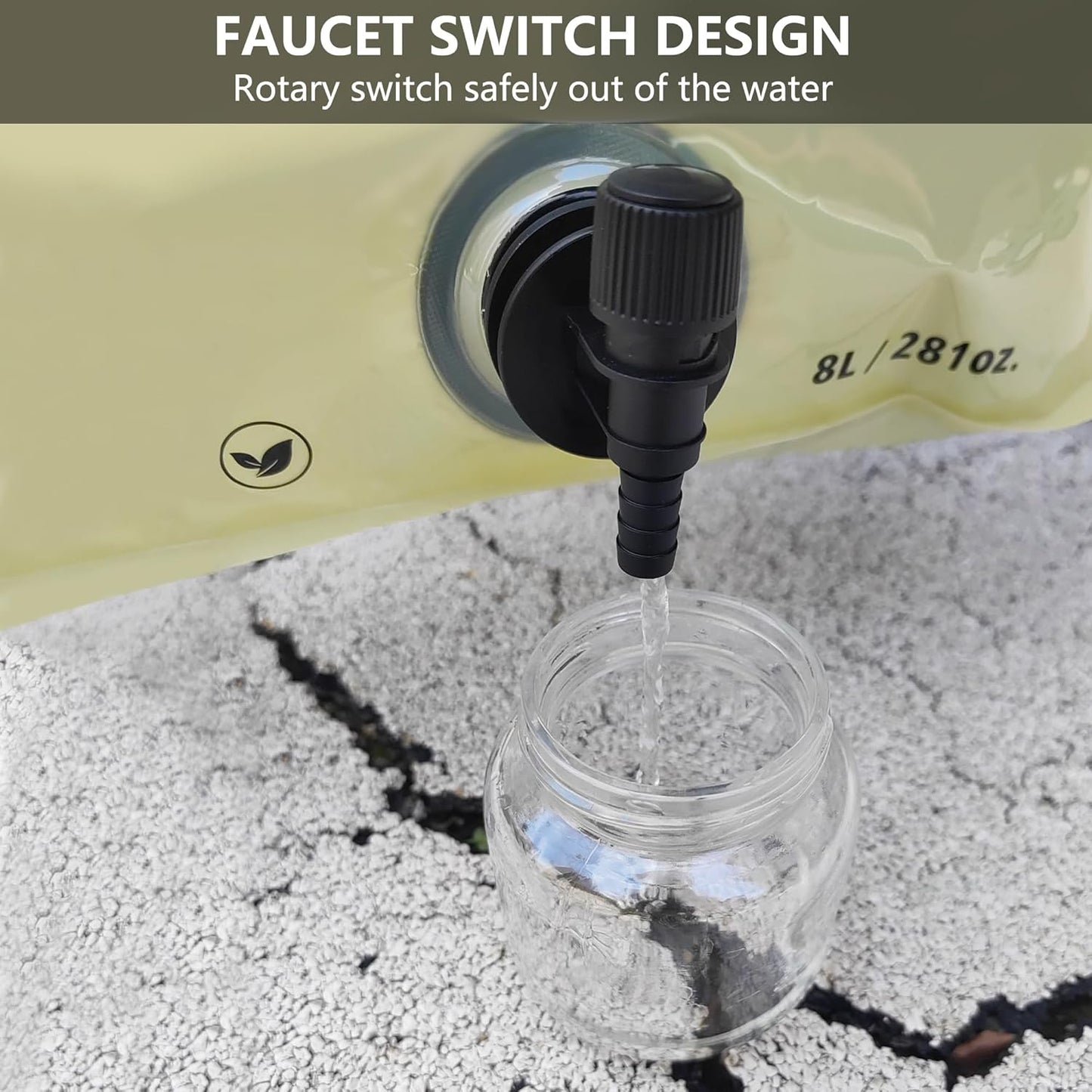 Collapsible 8L Water Storage Bag, BPA-Free Portable Folding Water Jug with Adjustable Faucet, Leakproof Emergency Water Bag for Camping, Hiking, Riding, Outdoor Sport (BEIGE, 4)