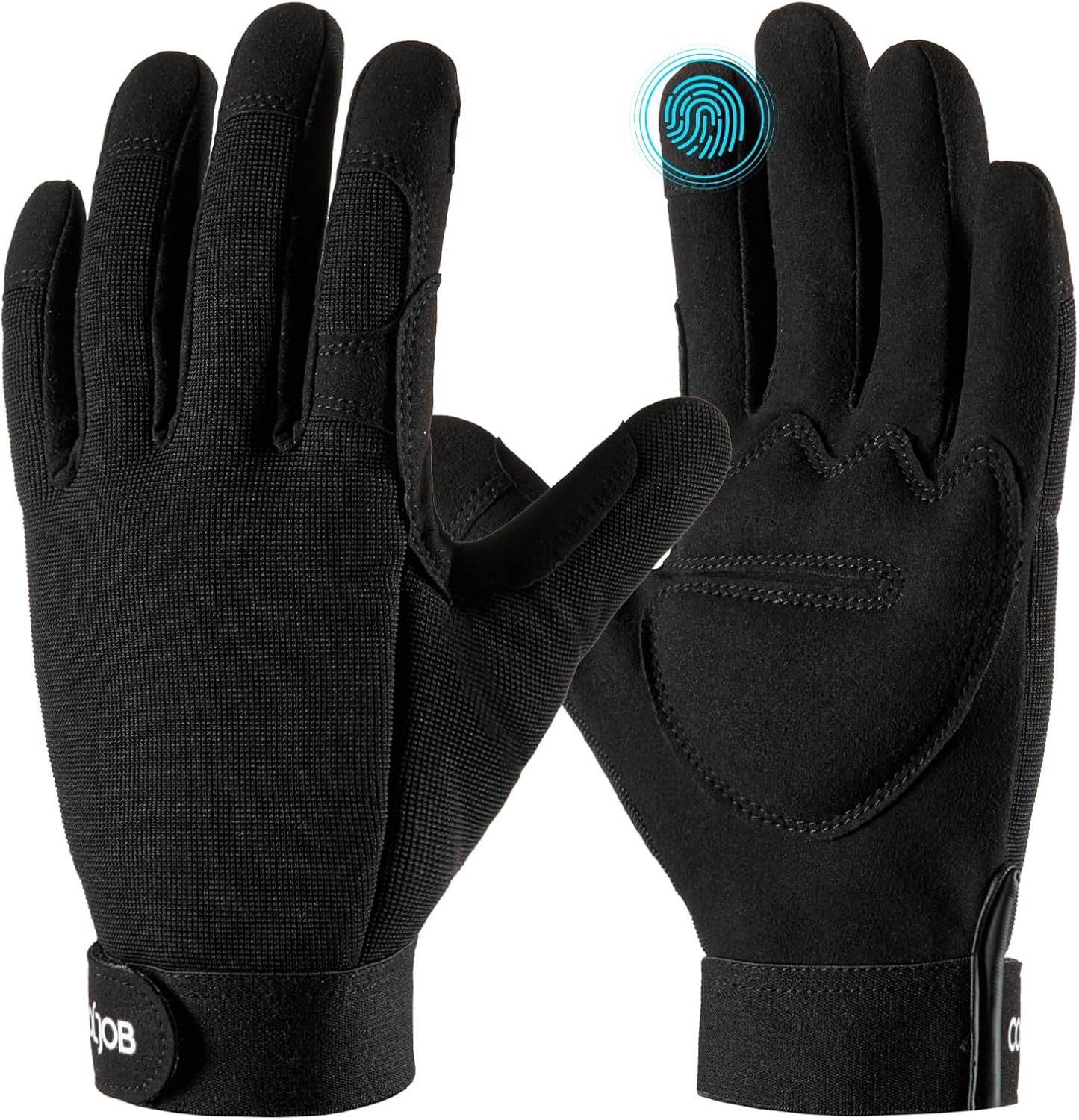 COOLJOB Thorn Proof Garden Gloves with Touchscreen Fingers for Men, Rose Pruning Work Gloves with Palm Cushion for Gardener, Farmer and Landscaper (Black 1 Pair Medium)