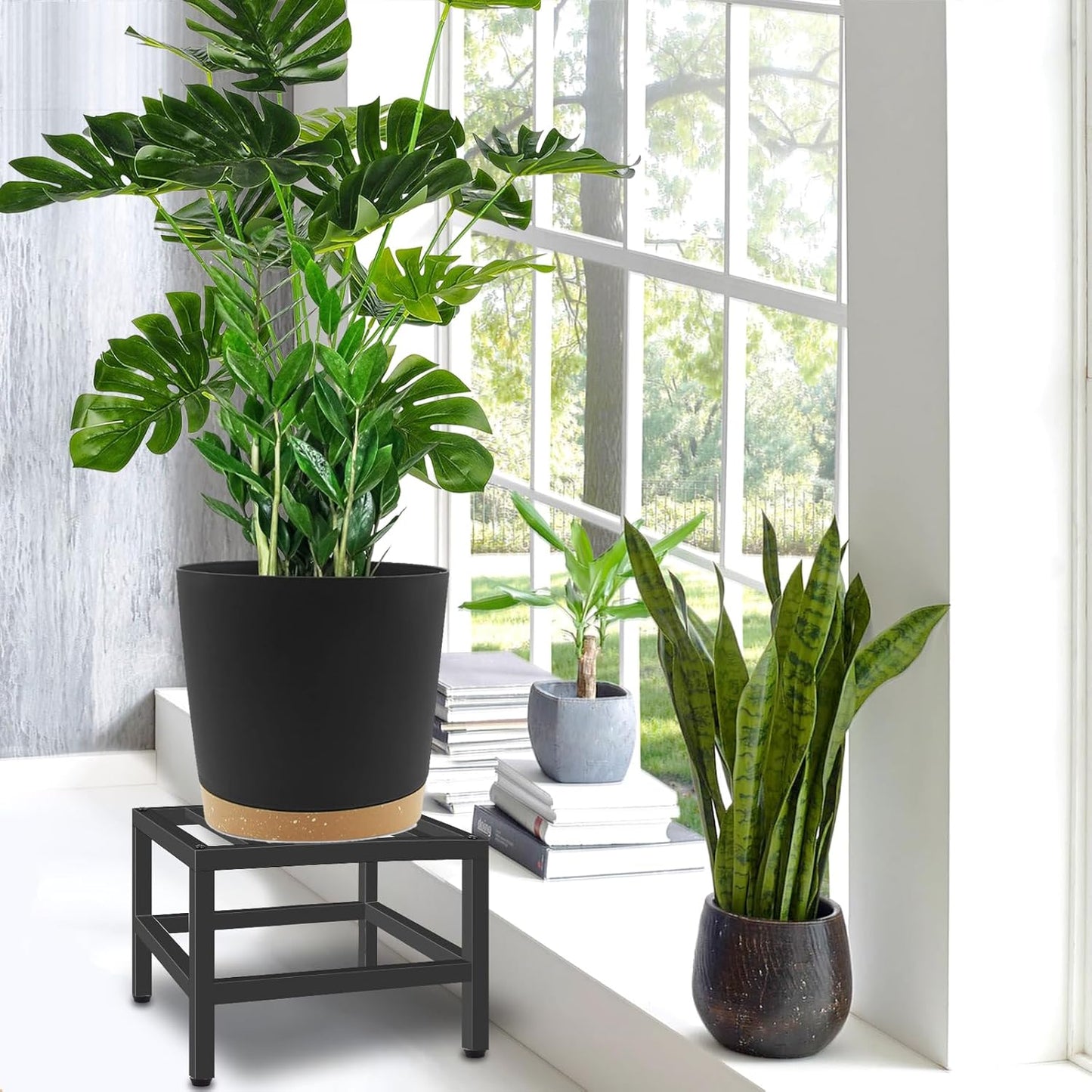 Plant Stand Indoor Outdoor, 2 Pcs Heavy Duty Plant Stands Metal Pedestal Stand for Indoor Outdoor, Wrought Iron Flower Stand Display Planter Shelf for Garden Deck Living Room