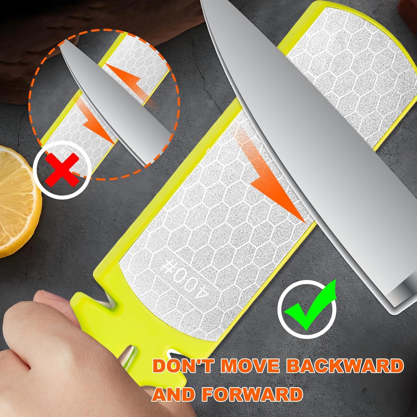 Diamond Sharpening Stone,400/1000 Grit Handheld Double-Sided Diamond Sharpener 5 in 1 Honeycomb Surface Knife Sharpener Plate Whetstone with Ceramic & Tungsten Steel Scissor Slot,Green