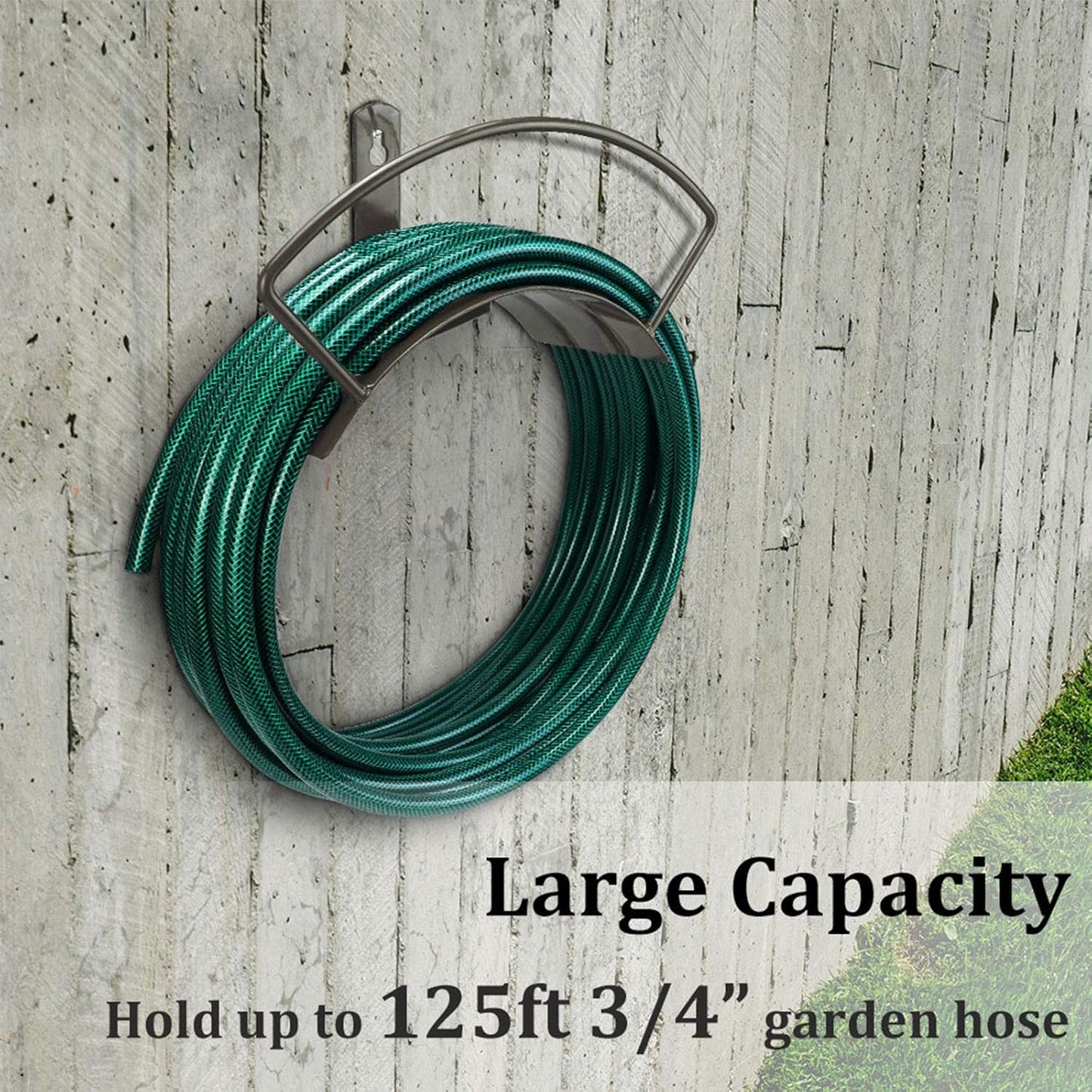 Eastrans Wall Mounted Garden Hose Holder Hold 125ft 3/4" Hose, Durable and Heavy Duty Rust-Free Hose Hanger for Water Hose, Keep Your Backyard Neat and Clean,Brown