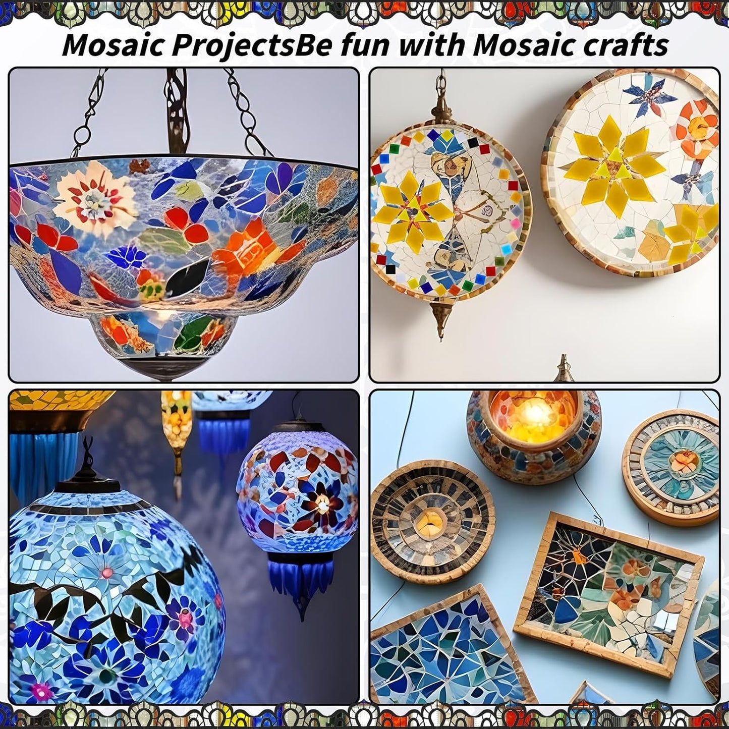 1600 Pcs Mosaic Tiles, Glass Mosaic Tiles for Crafts Bulk, Assorted Color Stained Mosaic Glass Pieces, Mosaic Supplies for Home Decoration, Art Crafts, DIY Projects, Opaque