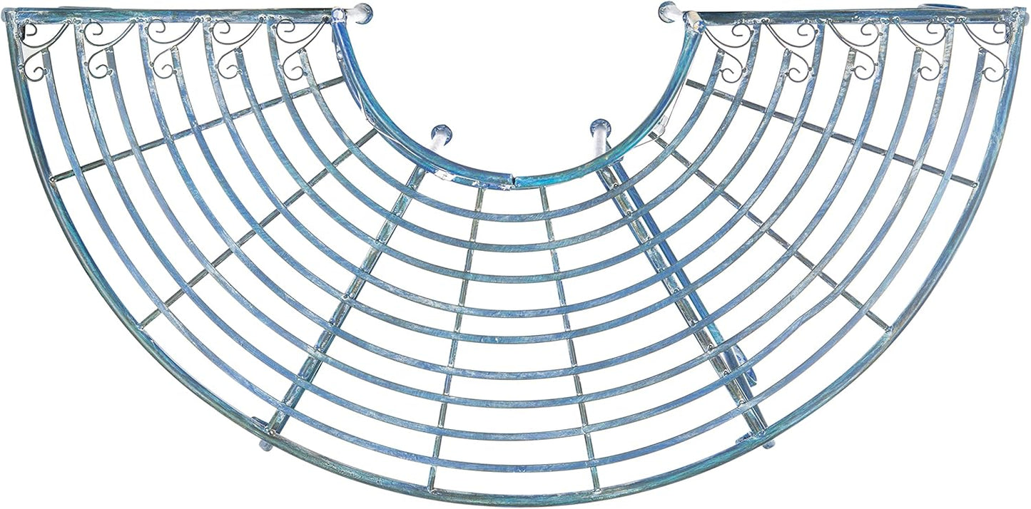 SAFAVIEH PAT5018C Outdoor Collection Abia Antique Blue Wrought Iron 50-inch Tree Bench