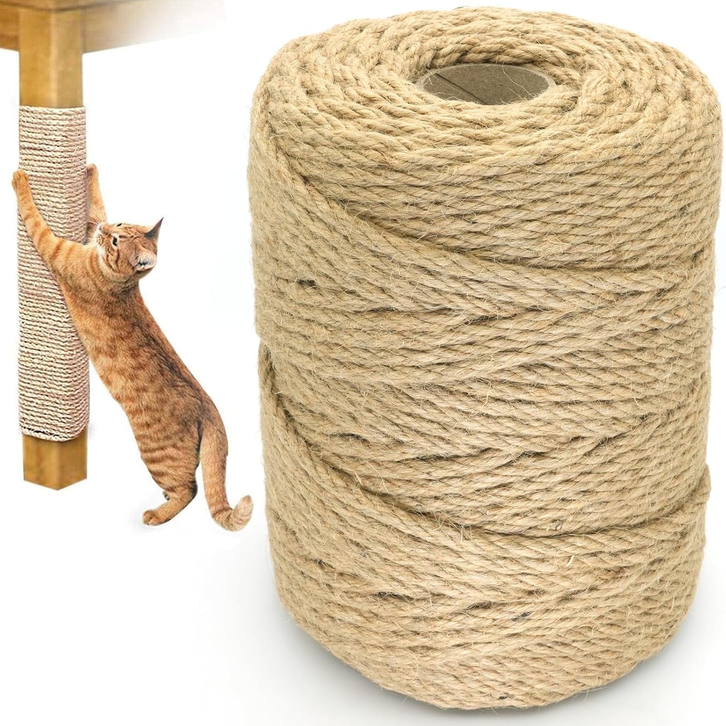 ARISKEY Natural Jute Twine 6mm,164ft Hemp Rope for Crafts Heavy Duty String for Gardening Purposes,Crafting and Packing Projects