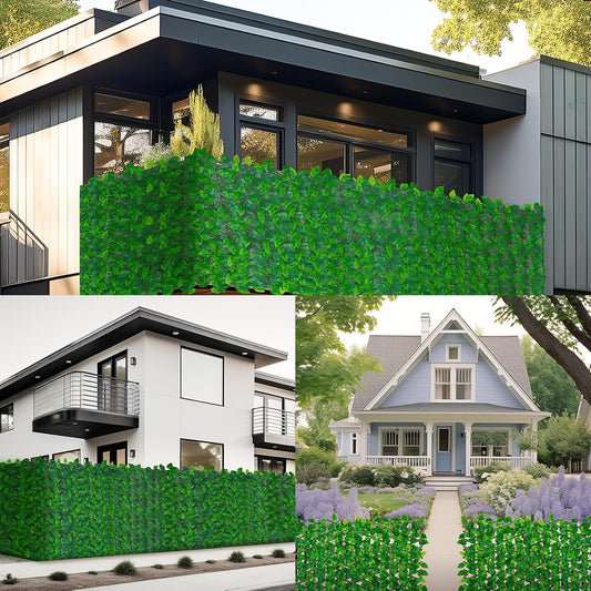 Artificial Ivy Fence, 80 in x 35 in Artificial Hedge Wall for Outdoor and Indoor, Ivy Vine Leaf Hedges Fence Panels for Patio, Balcony, Garden, Backyard Green Wall Decor, 4 Pieces