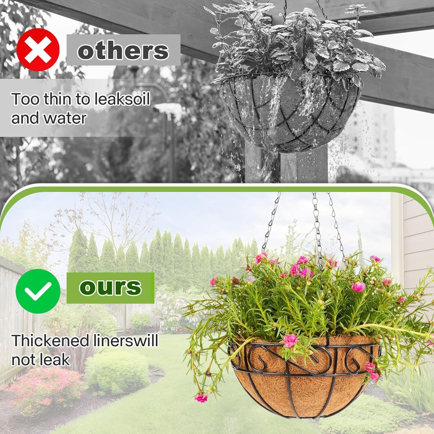 Coconut Liners for Planters 24x160 Inch, Natural Coco Liners for Planter Flower Basket, Thick Coco Fiber Mat for Garden Decoration, Hanging Basket, Animal pet pad