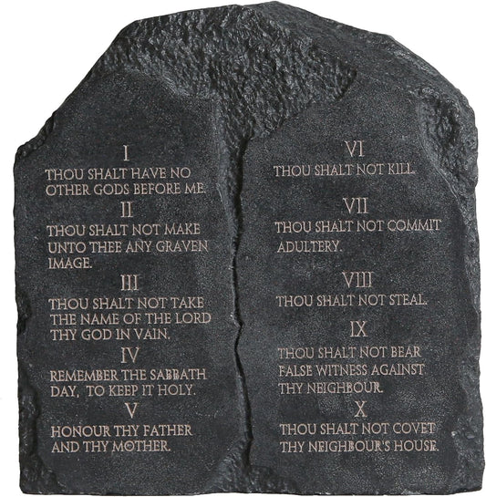Ten Commandments Tabletop Decor - 6.8-Inch Black Stone Religious Sculpture for Home, Office, or Religious Decor Inspritional Table Decor
