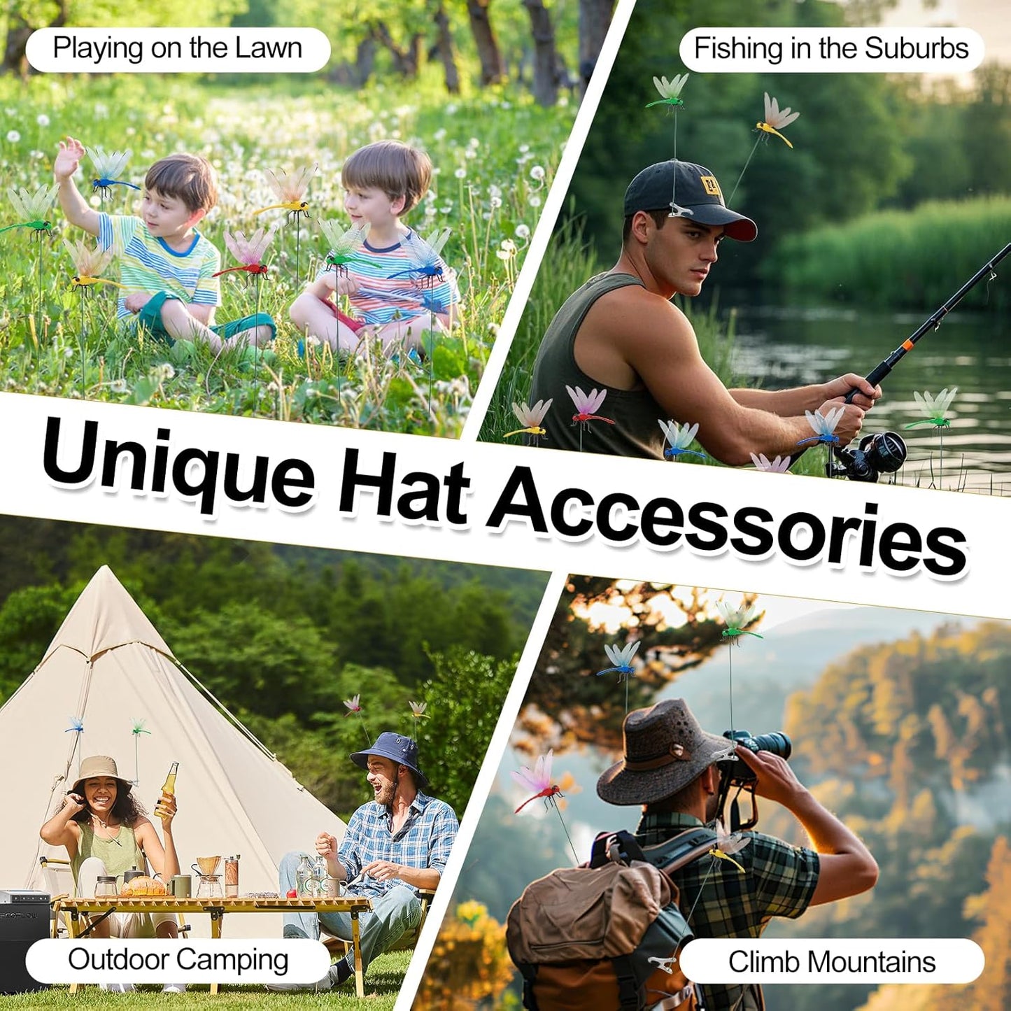 8PCS Outdoor Decoration Dragonfly Clip, 3D Realistic Fake Dragonflies for Garden, Hat, Patio, Stakes, and Home Decoration, Waterproof Clip on Dragonfly