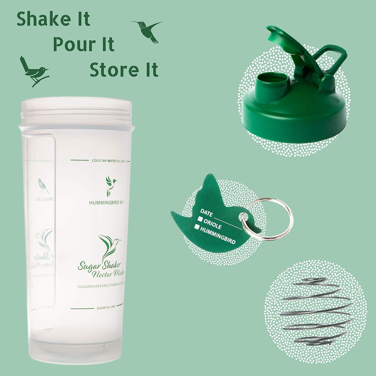 Hummingbird Nectar Easy Mix Bottle for Filling Hummingbird Feeders and Oriole Feeders Quickly | Powder Nectar Mix Hummingbird Food Has Never Been Easier | Buy 2 and Save $5