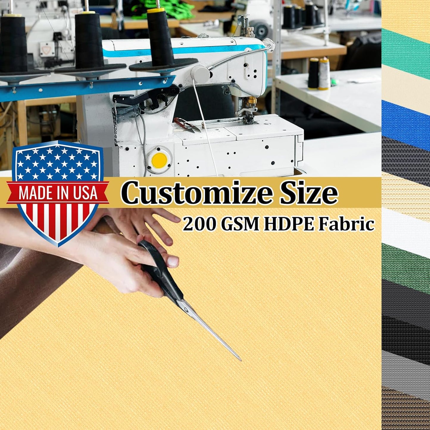 Shade&Beyond Customized Size 8' X 20' Shade Cloth with Grommets, 90% UV Protection UV Protection Mesh Tarp Sun Screens for Patio GN01, Sand