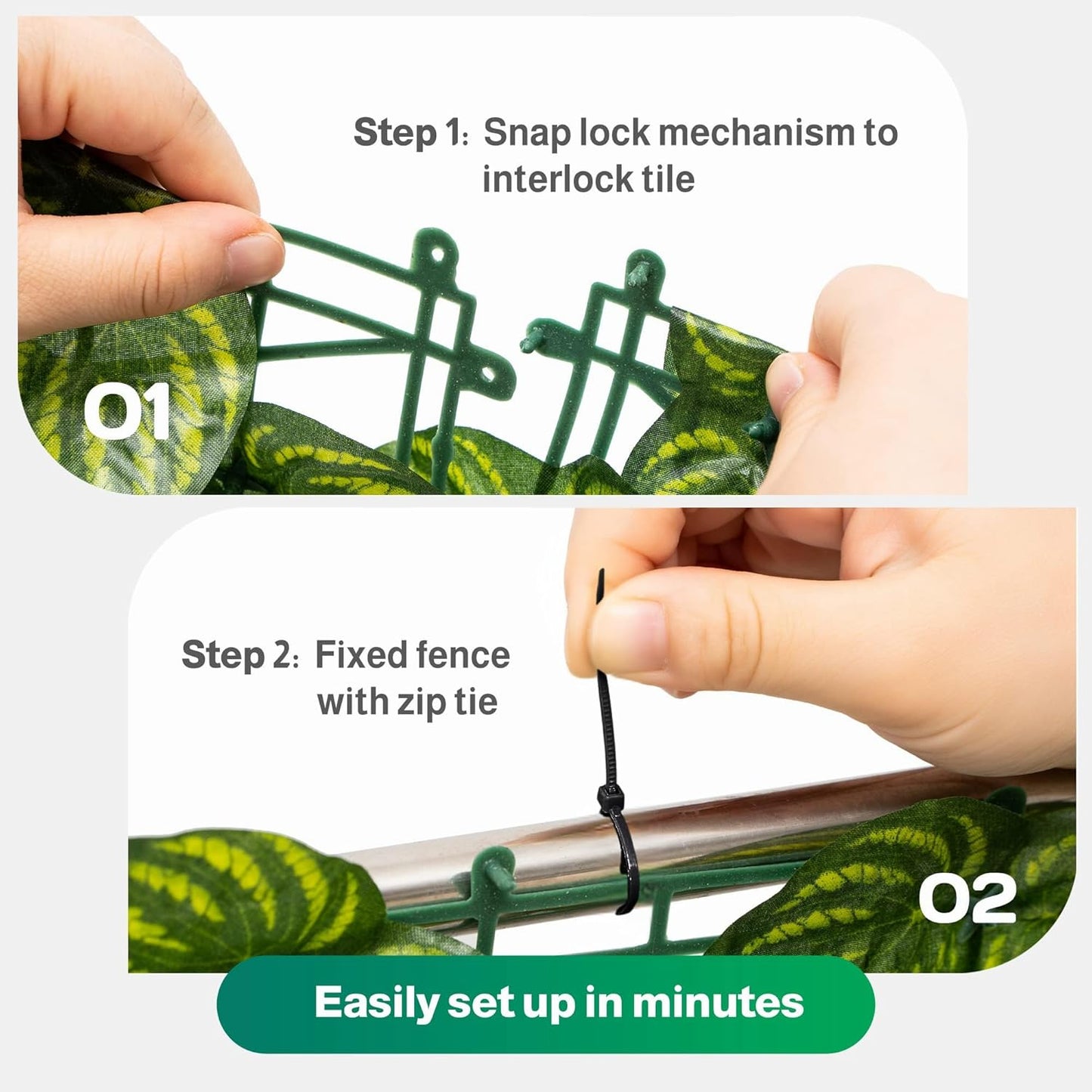 Jinwu Artificial Ivy Privacy Fence Screen (2 Rolls, Total 59x118 inch), Expandable Faux Privacy Fence with 80 pcs Zip Ties, Decoration for Outdoor Garden, Printed Watermelon Leaf