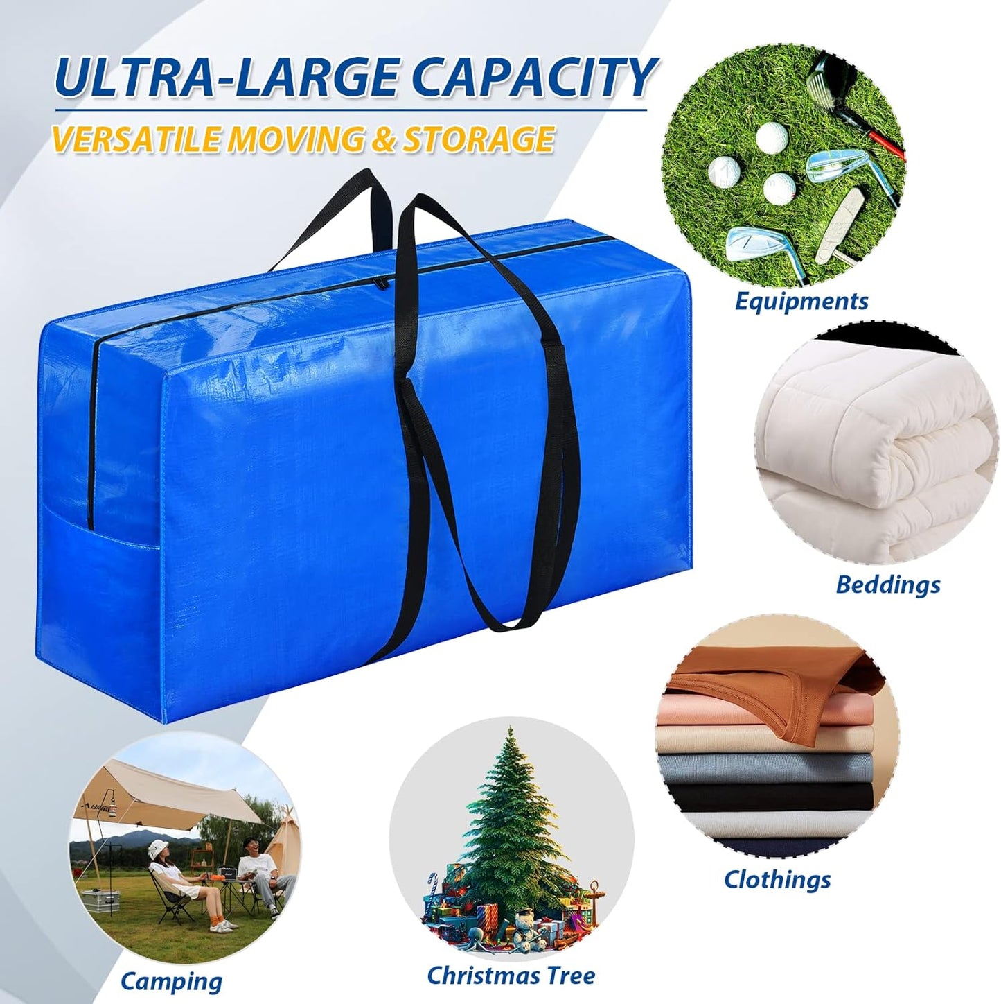 194 Gallon Extra Large Storage Bags, Zippered Outdoor Cushion Furniture Storage Bag with Handles,Jumbo Large Moving Bags Heavy Duty, Storage Totes Moving Boxes Supplies, 68x30x22 inch - 1PACK