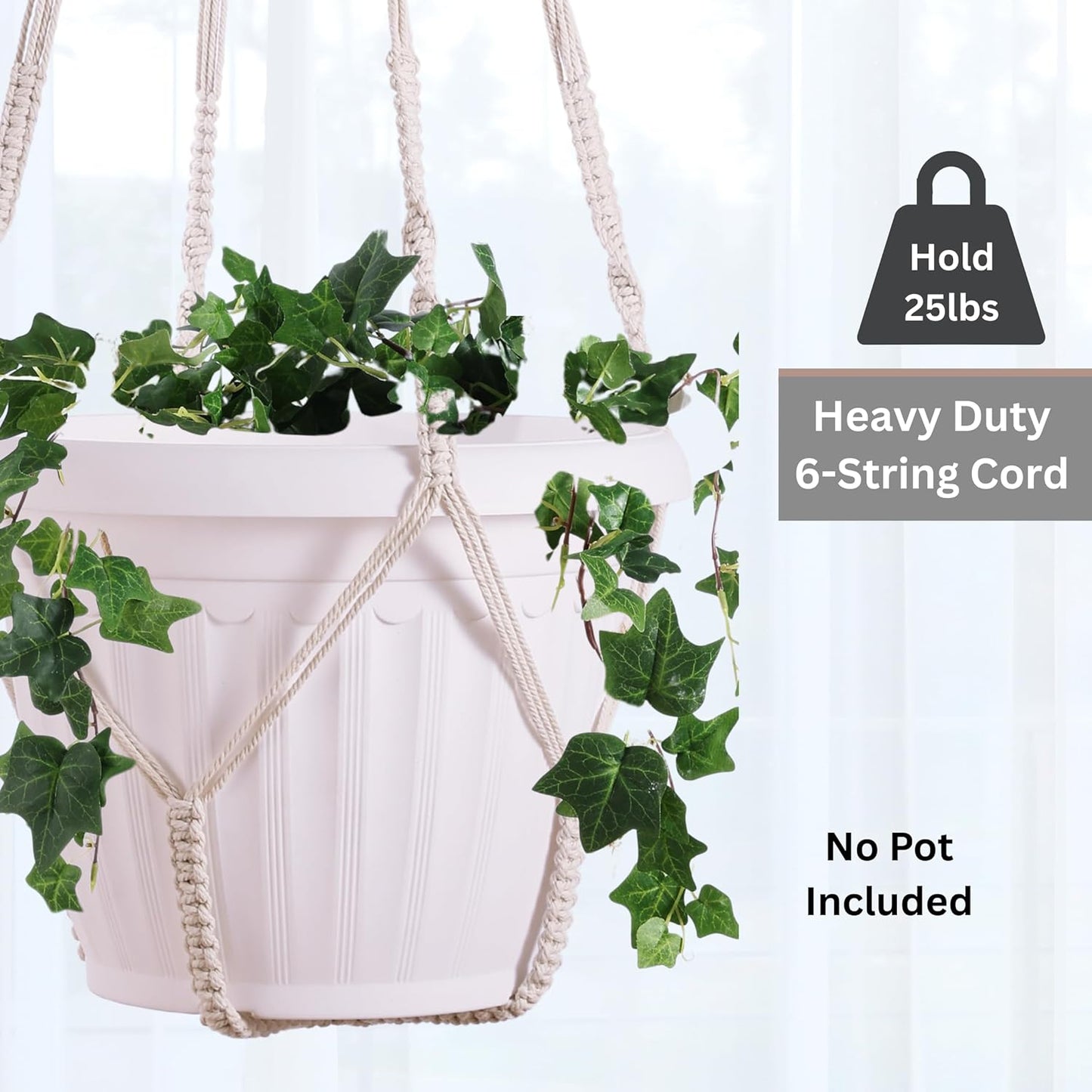2 Pack Giant XXL 55 Inches Macrame Planter Hanger Large for 15 inch Pot + Swag Hook | Extra Large Hanging Planter for Indoor Plants | No Pot/Plant Included (XXL)