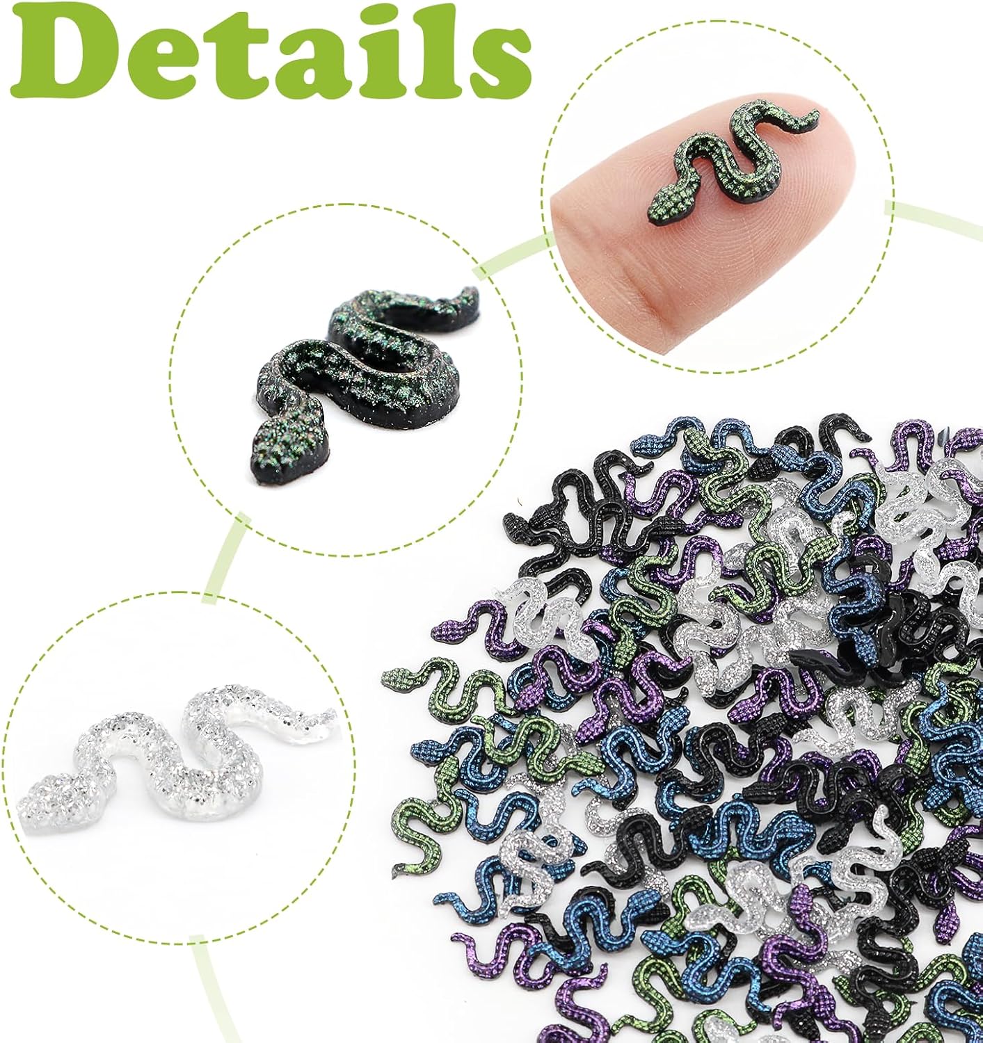 120Pcs Mini Resin Snakes, Miniature Halloween Tiny Snakes for Crafts, Micro Resin Animals Figurines for DIY Fairy Garden Dollhouse Micro Landscaping Decoration