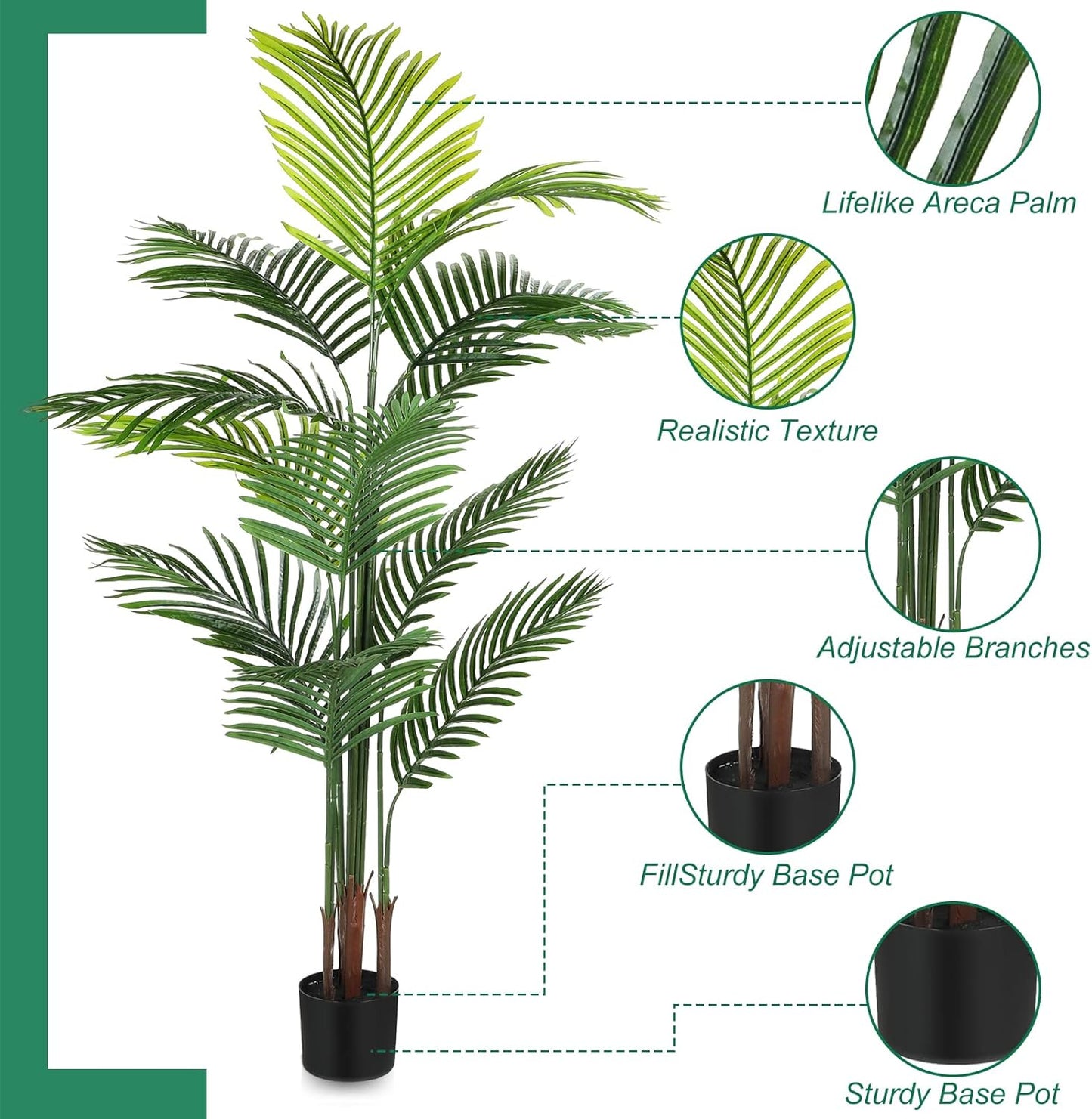 Jexine 4 Pack Artificial Palm Trees 5Ft, Fake Plants Fake Trees Artificial Areca Palm Plants for Outdoor Indoor Faux Palm Tree in Pot for Pool Home Decor Office Housewarming Gift Modern Decoration