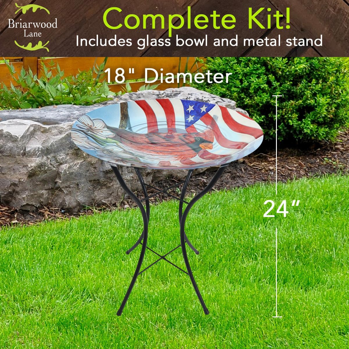 Briarwood Lane American Cardinal Glass Birdbath