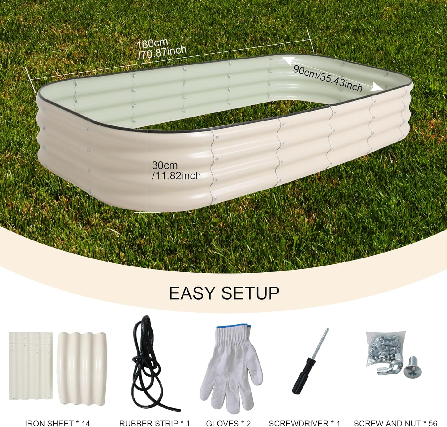 Galvanized Raised Garden Bed Kit Outdoor Metal Garden Planter Box for Backyard Gardening, Planting Vegetables, and Patio (70.8"x35.4"x11.8")
