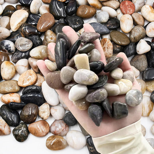 2.5lb Natural Polished River Rocks - 5/16-5/8 Inch Decorative Stones for Plants Garden Landscaping & Outdoor Decor Small Smooth Pebbles for Indoor/Outdoor