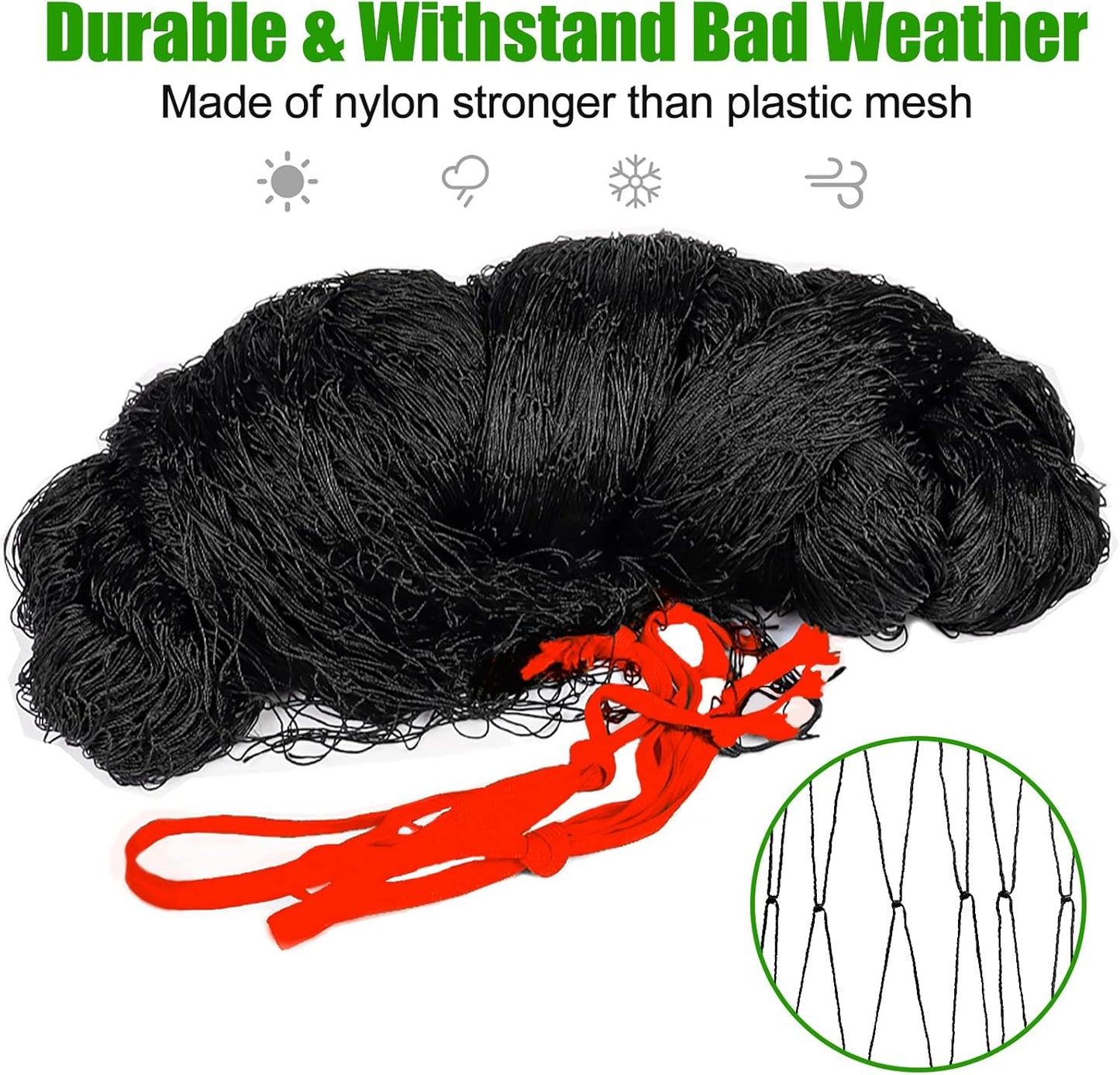 Bird Netting for Chicken Coop - 50x50ft Poultry Netting Over Chicken Run & Chicken Pen, Heavy Duty 2.4” Mesh Garden Net for Blueberry Bushes, Fruit Trees and Vegetable Against Birds, Deer, Squirrels