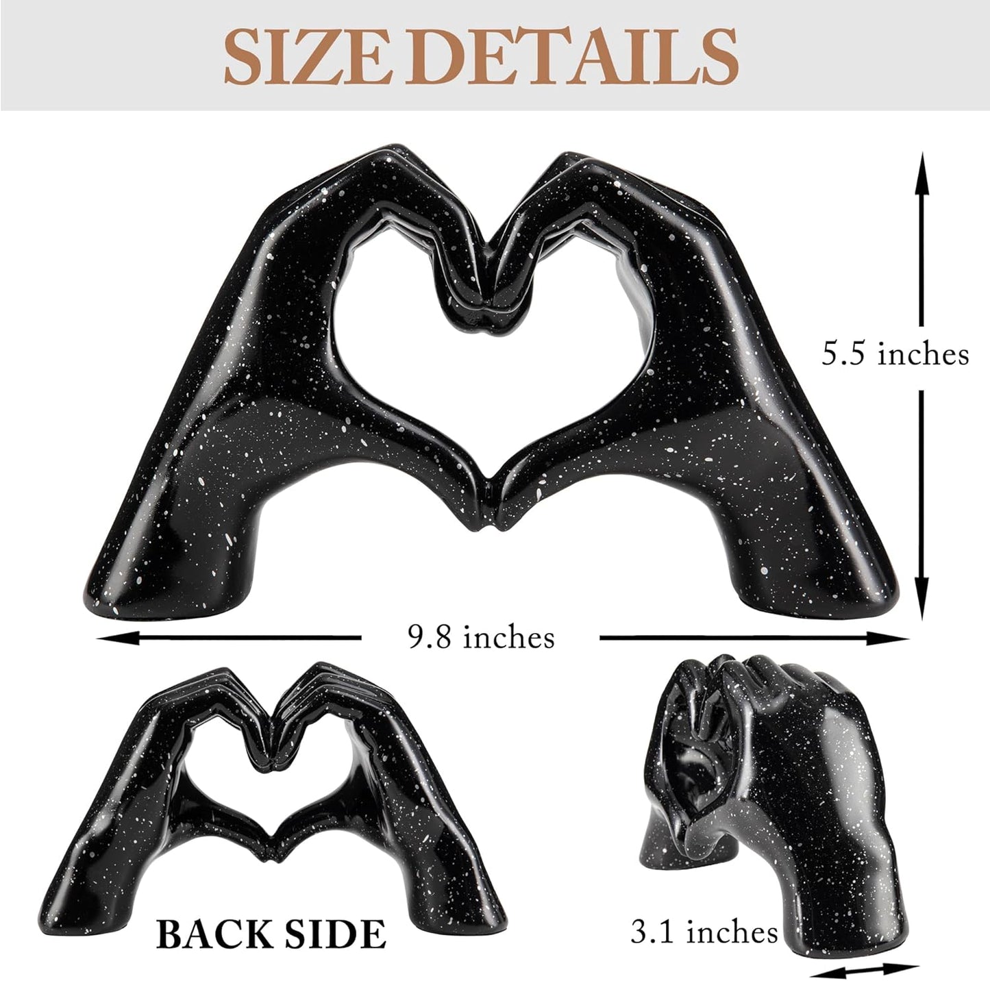 Valentines Day Gifts for Him, Heart Hands Sculpture, Heart Hands, Valentines Day Decorations, Black Room Decor for Living Room Bedroom Bookshelf, Black