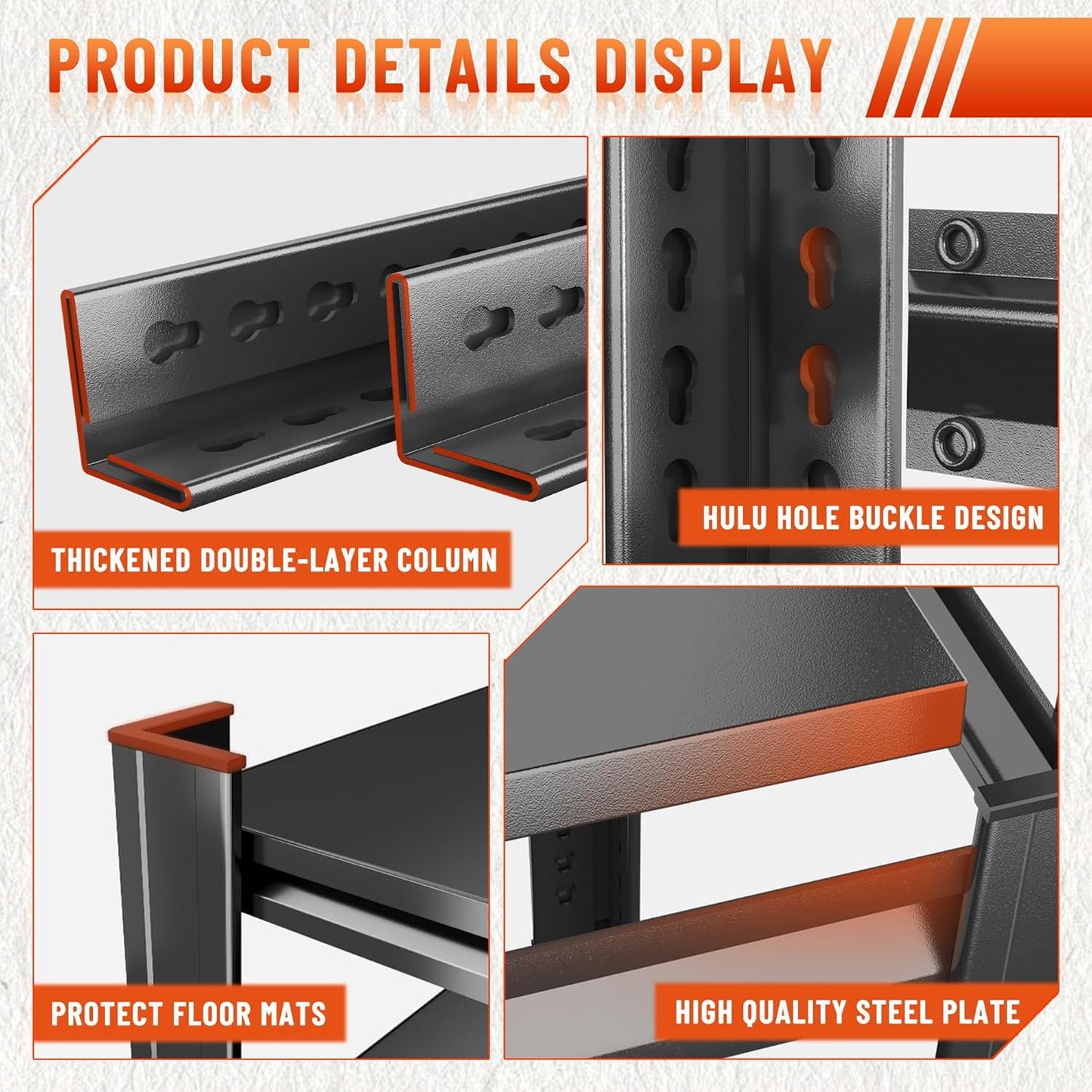 Heavy Duty 5-Tier Shelving Unit 2500LBS Capacity - Adjustable Steel Garage Shelves for Warehouse, Basement Storage(63''H x 45.3''W x 15.7''D)