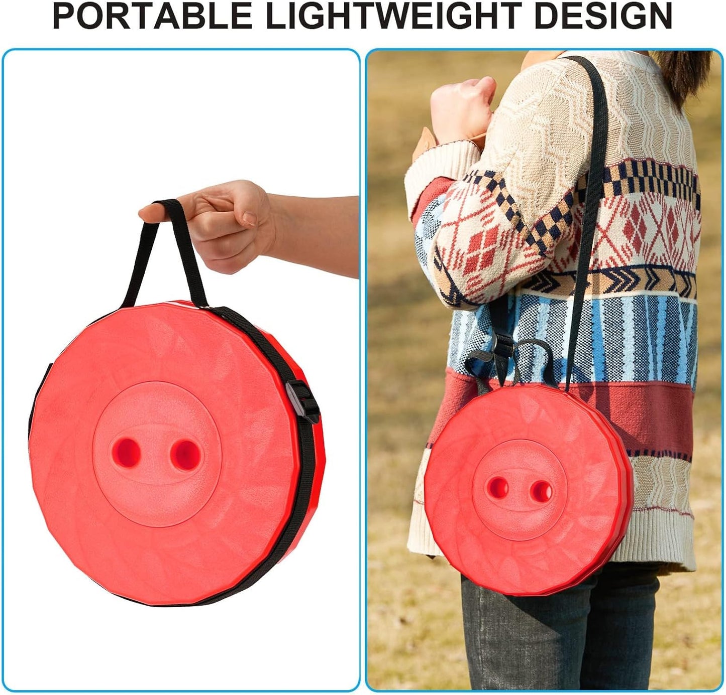 Upgraded Foldable Stool Thickened Set of 2, Portable Collapsible Stool Retractable Stool, Foldable Portable Collapsible Chair for Fishing, Hiking Tours, BBQ, Parties, Outdoor Activities (Red)