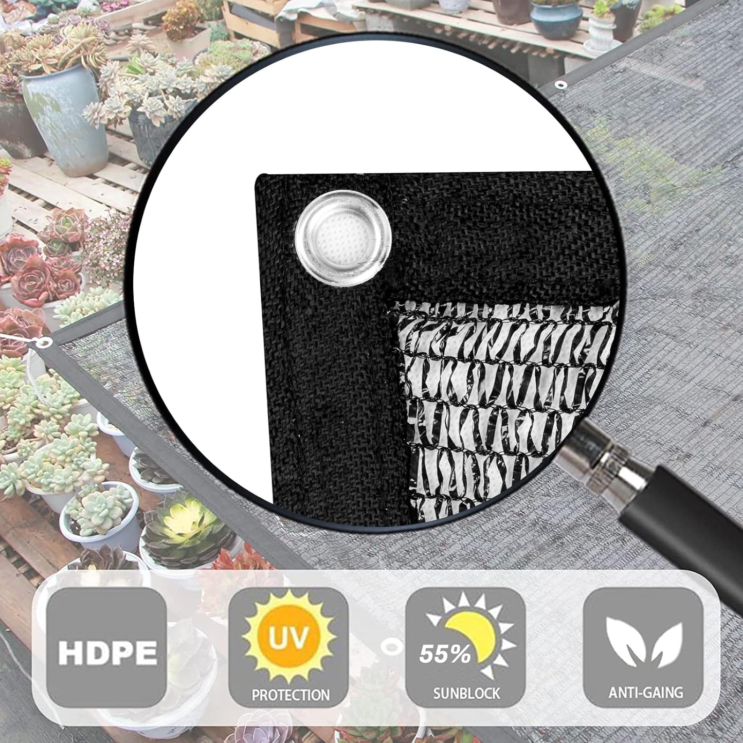 LOVE STORY 8x20FT 55% Black Shade Cloth Sun Shade Net with Grommets Sunblock Net Mesh Tarp for Garden,Plants Cover,Greenhouse and Patio