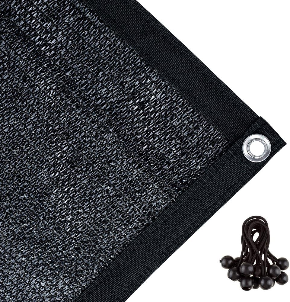 Agfabric 70% Sunblock Shade Cloth with Grommets for Garden Patio 10’ X 12’, Black