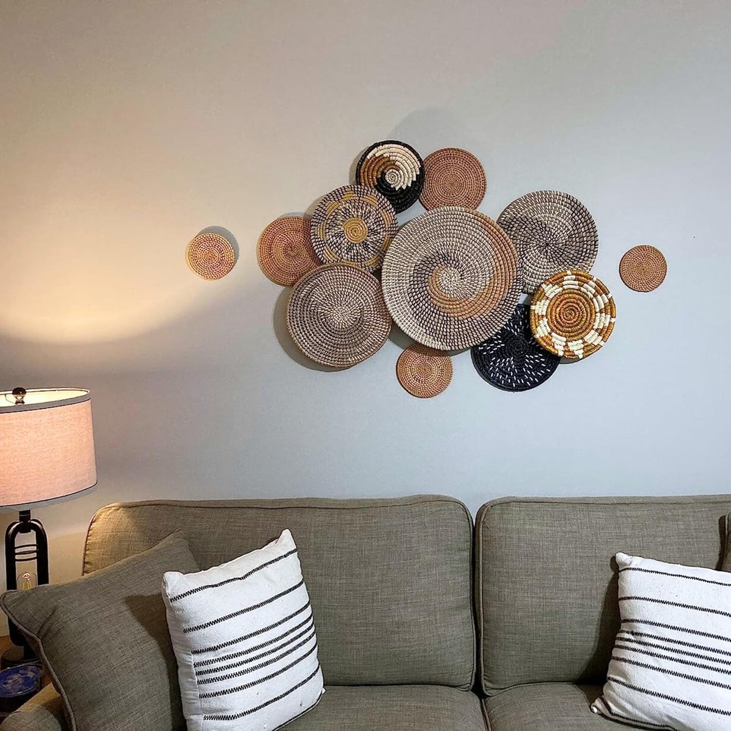 Wall Basket Decor, Boho Wall Hangings, Decorative Baskets for Home, Boho Basket Wall Decor Set, Hanging Basket Wall, Woven Basket Set