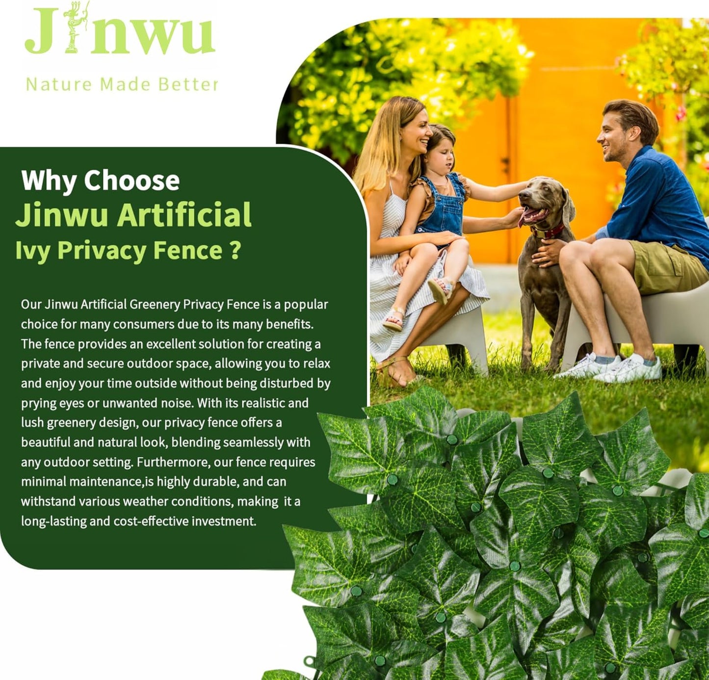 Artificial Ivy Privacy Fence Screen, 39.4x157.5 In Inch Artificial Faux Ivy Hedge, Expandable Faux Privacy Fence with 80 pcs Zip Ties, Decoration for Outdoor Garden, Color printing sweet potato leaves