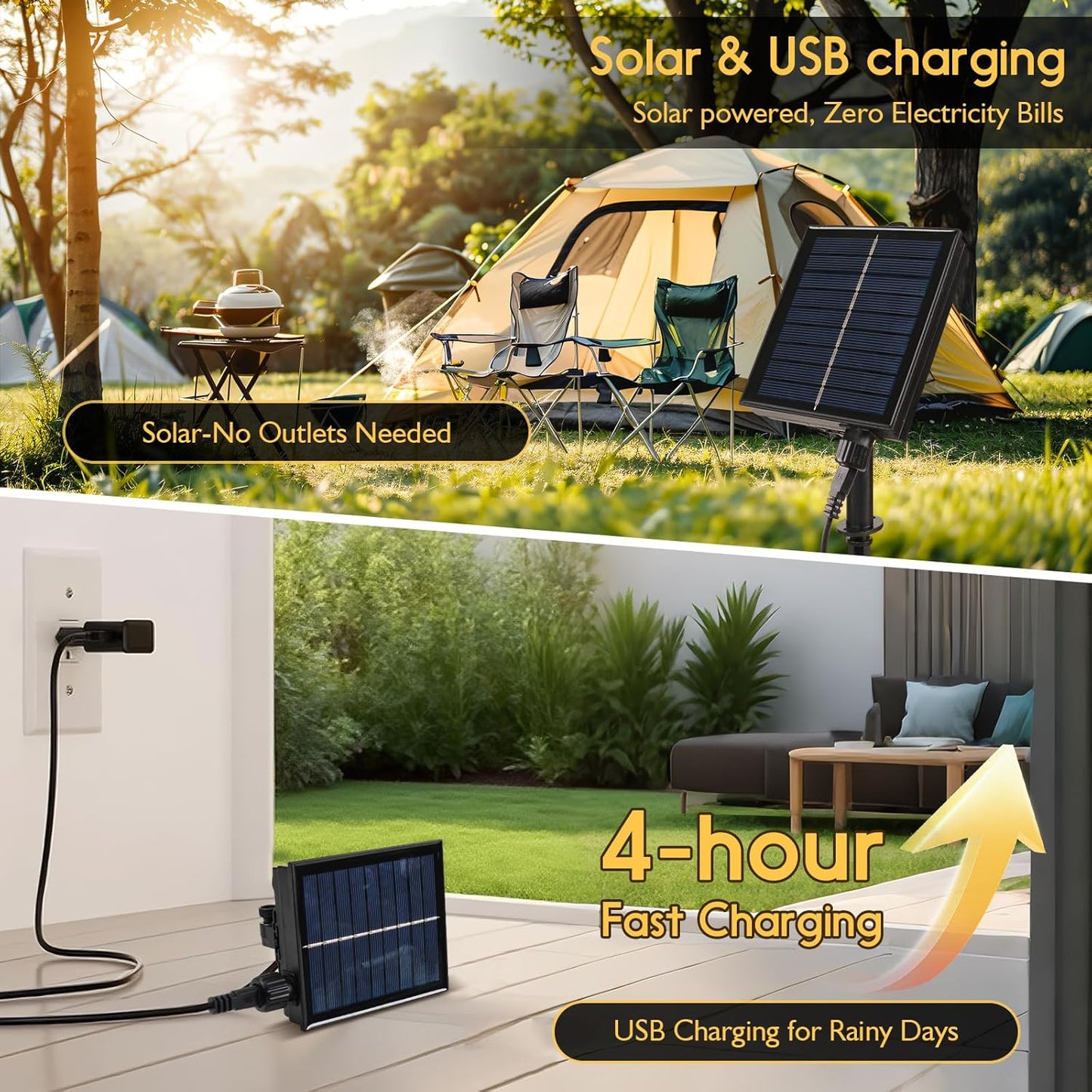 Solar String Lights Outdoor with Remote 30 FT, USB & Solar Dual Charging, Waterproof, 8 Modes 3 Timers, 10+1 LED Shatterproof S14 Bulbs, Dimmable Solar Light for Camping Backyard Bistro Porch Garden