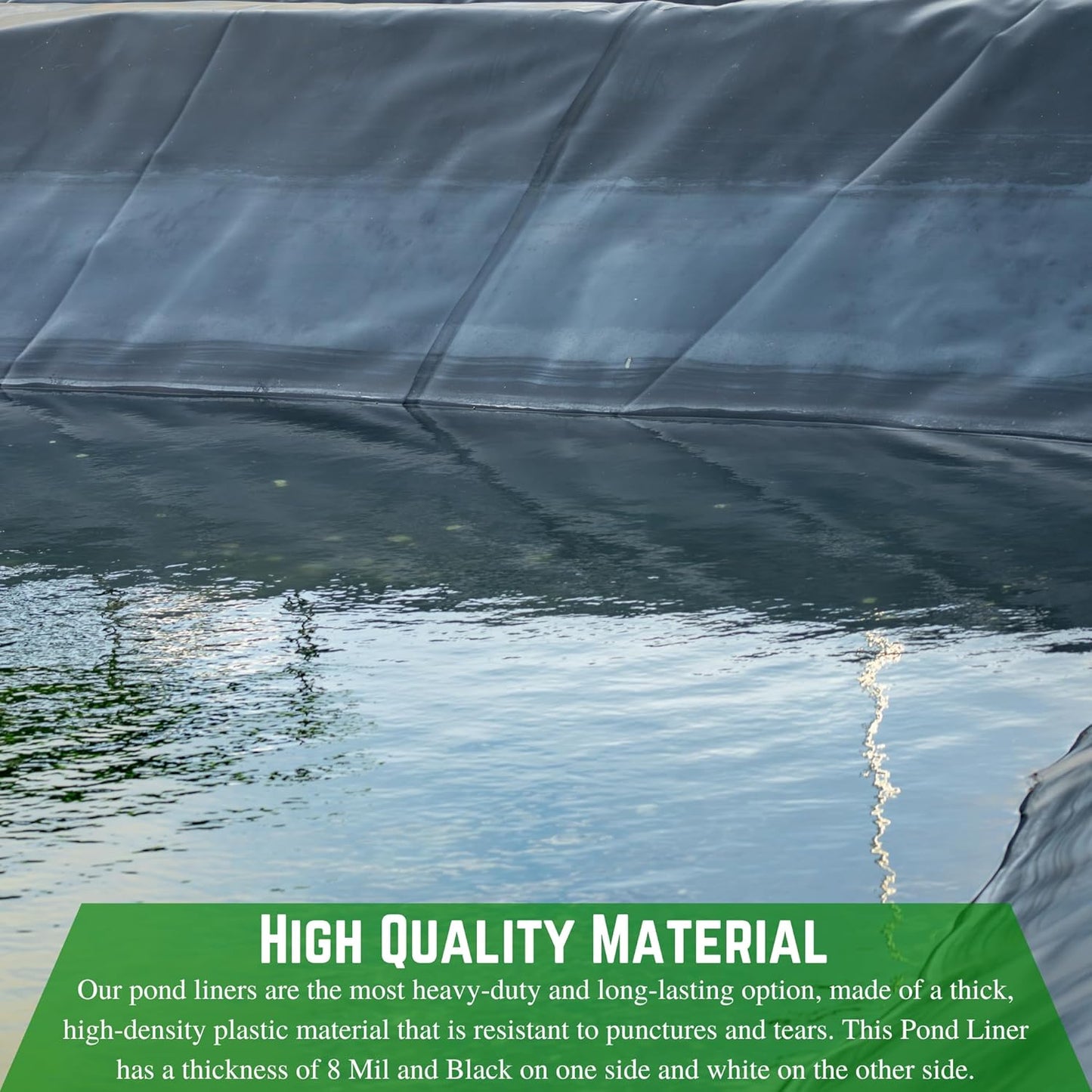 Farm Plastic Supply - 8 Mil Black/White Pond Liner - 8 Mil Fish Pond Liner, Pond Liners for Outdoor Ponds, Koi Ponds, Garden Fountain, Waterfall, Containment Liner (32' x 10')