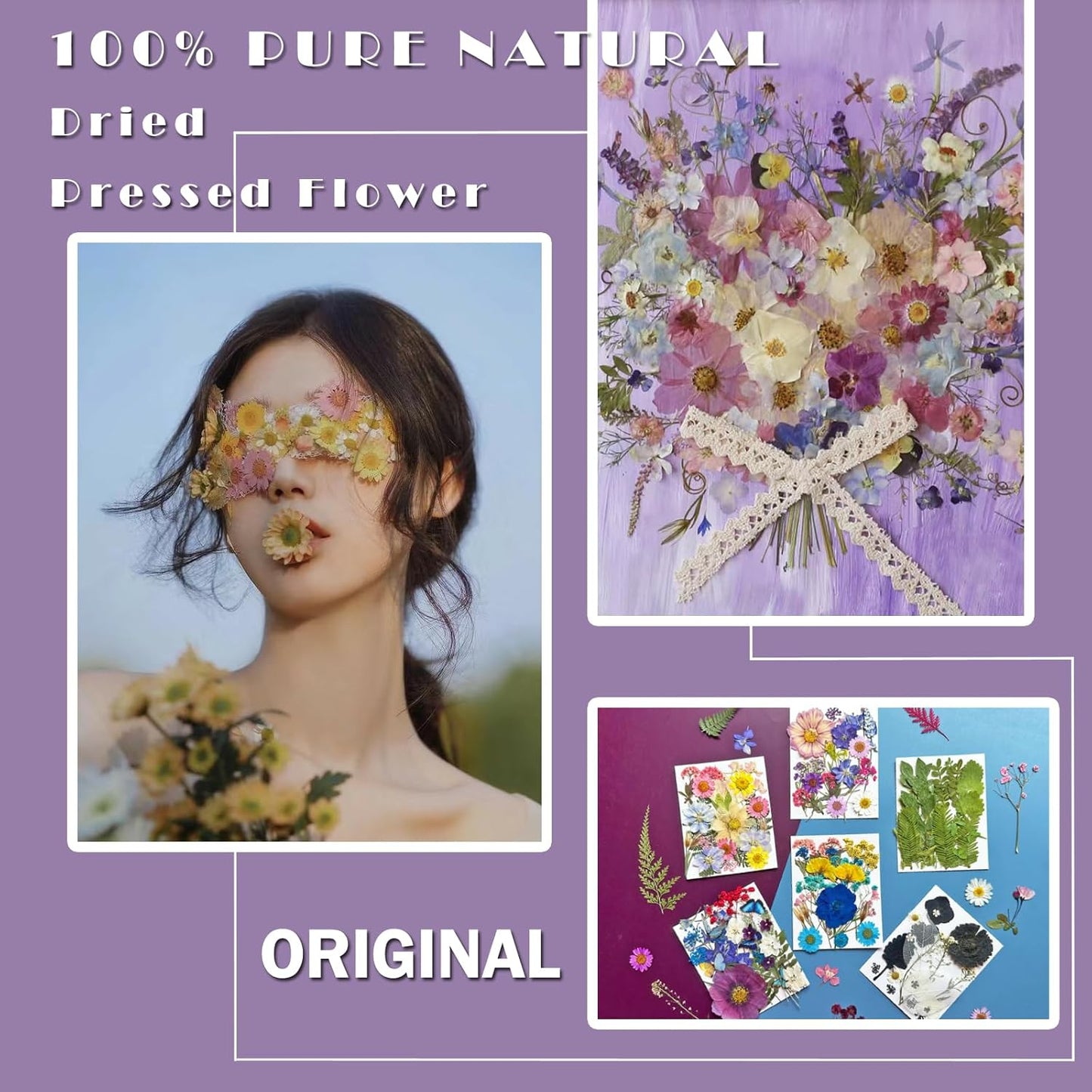 133Pcs Dried Pressed Flowers for Resin Molds, Assorted Real Natural Bulk Dry Floral Leaves for DIY Art Crafts, Epoxy Jewelry, Soap, Candle Making, Nails Decor