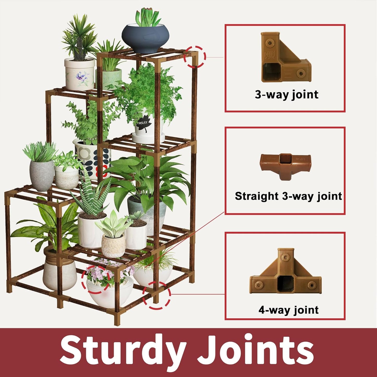 HOMKIRT 11 Tier Corner Plant Stand Indoor Outdoor For Multiple Plants, Corner Plant Shelf Rack Flower Stand, 40 Inch Tall Wood Plant Holder Ladder Table Display For Patio Garden Balcony Window