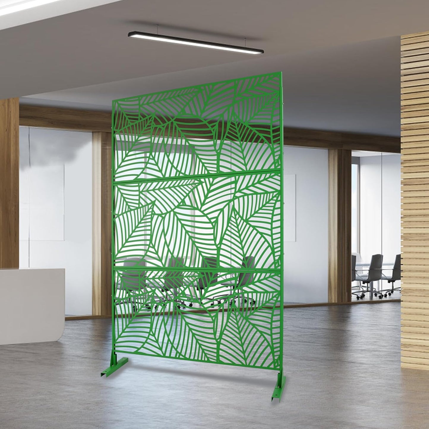 Metal Privacy Screens 76" H Outdoor Privacy Screens Panels Outdoor and Indoor Leaf Pattern Divider Freestanding Decorative Privacy Fence Panels for Balcony Patio Garden, Green