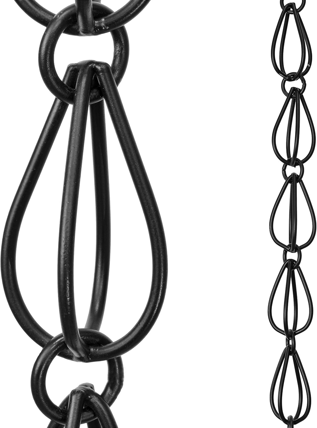 Monarch Rain Chains Aluminum Teardrop Rain Chain, 8.5 ft Black Powder Coated Aluminum Decorative Rain Catcher Chain for Gutters, Black Aluminum Rain Gutter Replacement Downspout