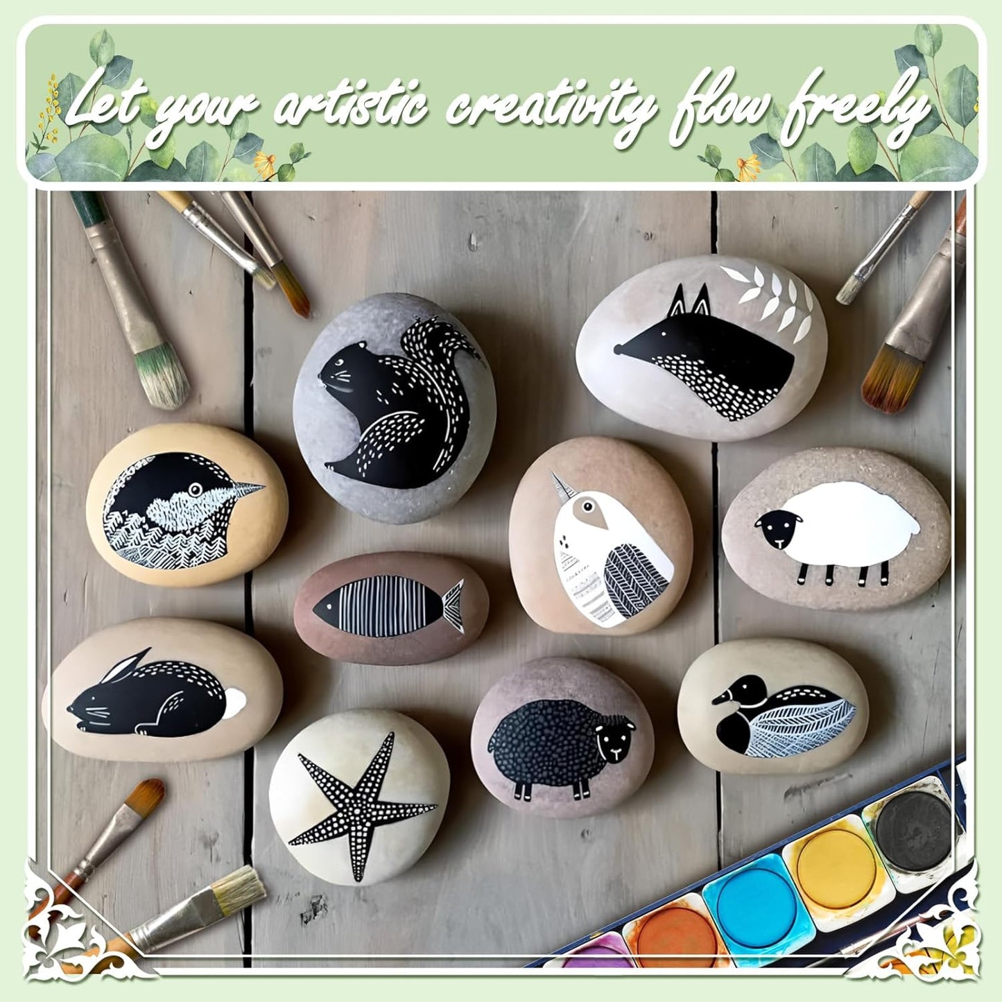 11LB Stone Pebbles River Rocks, 100% Natural Hand-Picked Premium Decorative Pebbles, Ideal for Garden Landscaping, Home Decor, Aquariums, Painting, Crafting and Gifts, Onyx Black