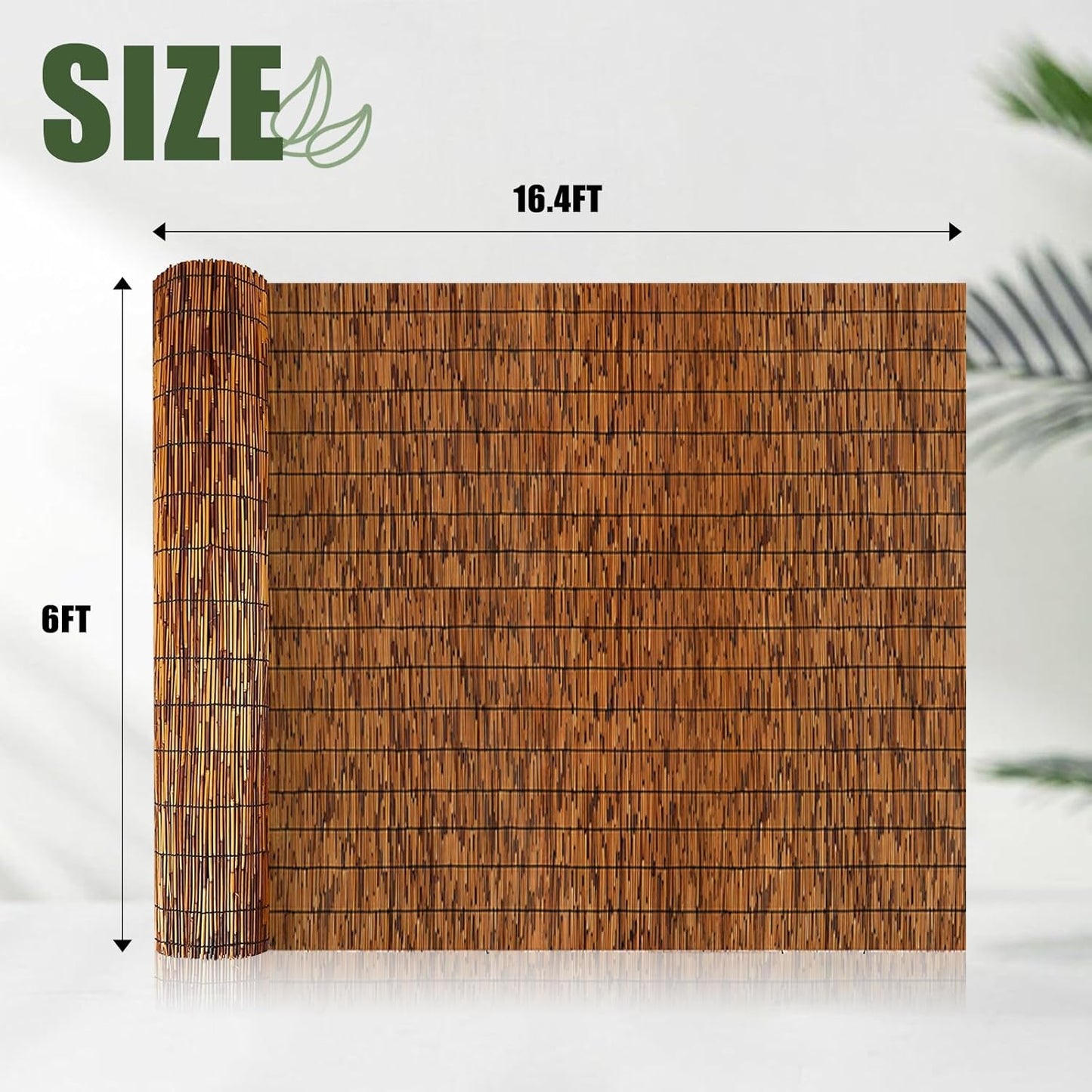 Natural Reed Fence,6FT X 16.4FT Bamboo Fencing Privacy Reed Screening for Outdoor, Gallery, Restaurant, Hotel, Patio (Brown)