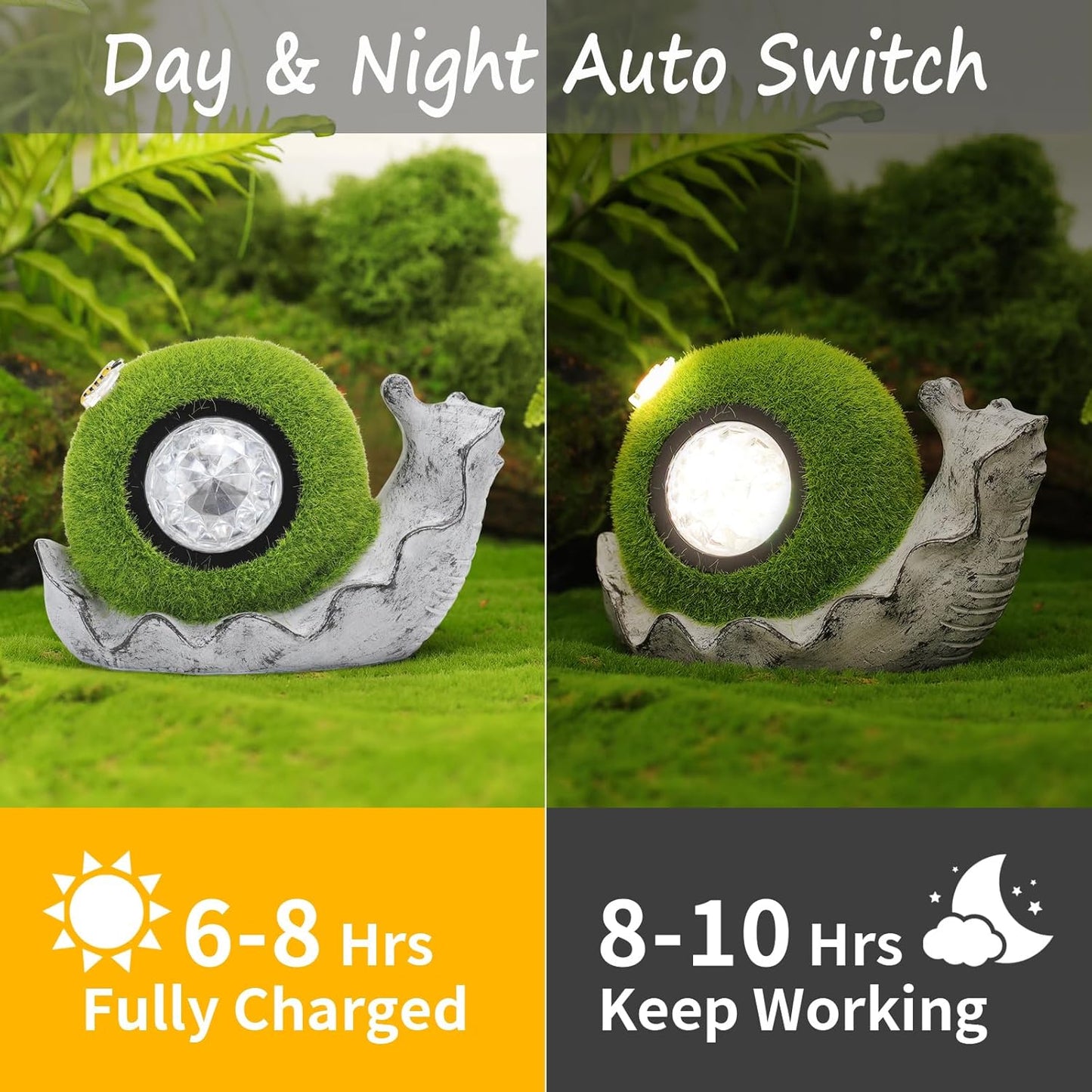 Solar Snail Garden Statue Lights for Outdoor Flocking Decor with Colorful Changing LED Figurine Lighting Resin Flocked Decorations for Patio Lawn Yard Housewarming Mom Wowen Gifts