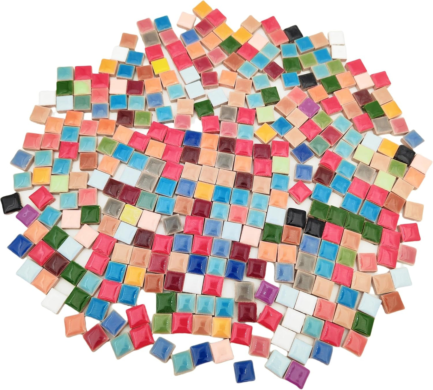 500g/1.1lb Random Color Irregular Ceramics Mosaic Tiles,DIY Making Creative Ceramic Mosaic Tiles for DIY Craft Plates Flowerpots Vases Cups Mosaic Making Supplies (Square(0.47"))