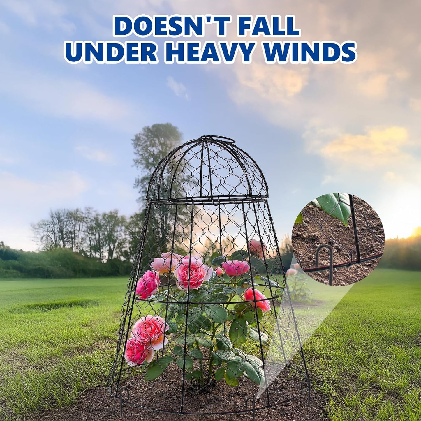 Garden Cloches for Plants - Set of 6 Chicken Wire Plant Cages and Plant Protectors from Animals, 17.7" H x 12.8" D, Outdoor Vegetable and Flower Cages, Sapbontchi Chicken Wire Cloche