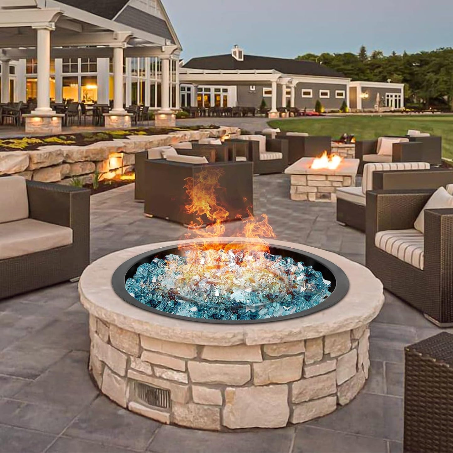 Stanbroil 19-Inch Round Fire Pit Burner Pan, Drop-in Gas Firepit Insert for DIY Fire Pit Table, Porcelain Steel, BTU 92,000 Max