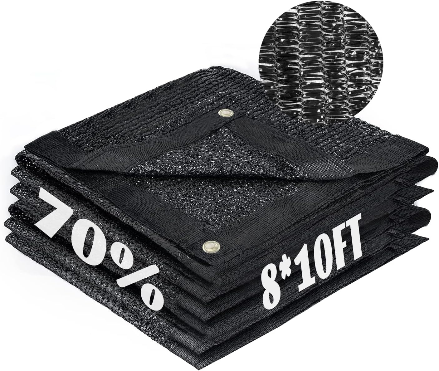 Cool Area 70% Sun Shade Cloth Mesh Tarp with Grommets for Plant Cover 8x10ft Patio Canopy Garden Pergola Greenhouse Car Barn Kennel Black